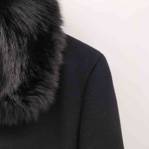 ダックスロンドン DAKS LONDON 日本製 襟 フォックス ファー ウール ハーフ コート レディース JPN:42