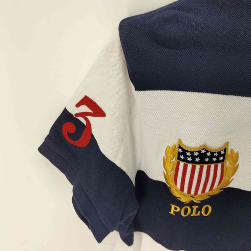 ポロラルフローレン POLO RALPH LAUREN CUSTOM SLIM FIT エンブレム ビックボニー刺繍 ボーダーポロシャツ メンズ JPN:M