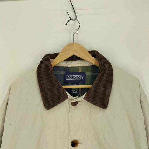 ランズエンド LANDS END 90S 裏地 チェック 襟 コーデュロイ ハンティング カバーオール ジャケット メンズ import:L