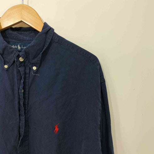 ラルフローレン RALPH LAUREN 90S ポニー刺繍 ボタンダウンL/Sシャツ メンズ import:XL