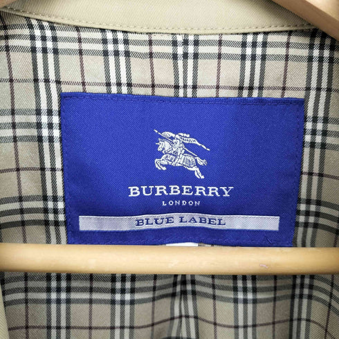 バーバリーブルーレーベル BURBERRY BLUE LABEL 裏地ノバチェック柄 ベルト付き トレンチコート レディース 36