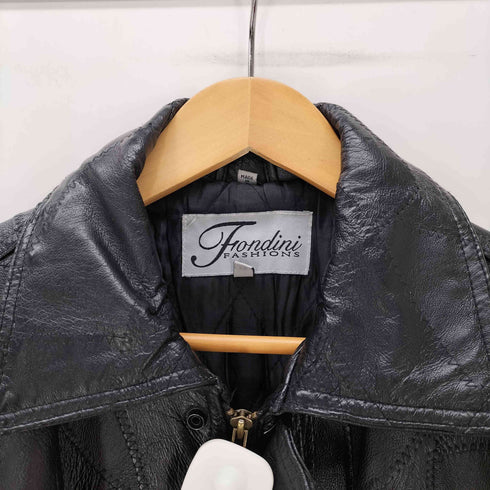 Frondini Fashions パッチワーク デザイン ジップアップ レザー ブルゾン ジャケット メンズ import:M
