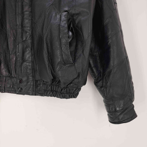 Frondini Fashions パッチワーク デザイン ジップアップ レザー ブルゾン ジャケット メンズ import:M
