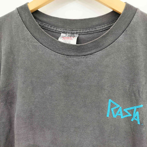 オニータ ONEITA 80-90s USA製 RASTA ラスタ 袖裾シングル 両面プリント クルーネック半袖Tシャツ カットソー メンズ L