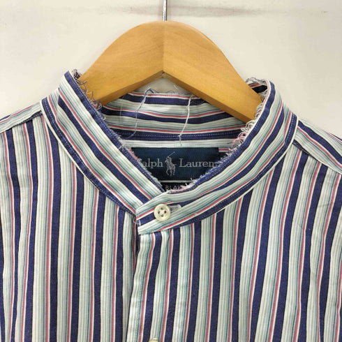 ラルフローレン RALPH LAUREN 90S BLAKE ポニー刺繍 バンドカラー マルチストライプ L/S シャツ メンズ import:XL