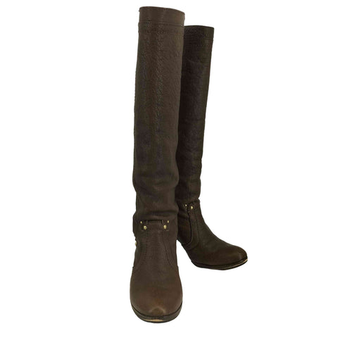 アトリエブルージュ atelier brugge サイドジップ スタッズ レザーロングブーツ レディース 23