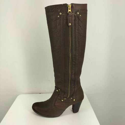 アトリエブルージュ atelier brugge サイドジップ スタッズ レザーロングブーツ レディース 23