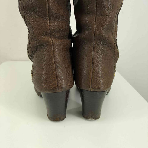 アトリエブルージュ atelier brugge サイドジップ スタッズ レザーロングブーツ レディース 23