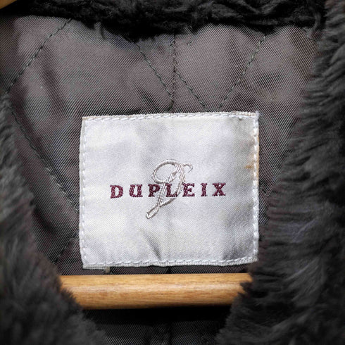 DUPLEIX 裏地キルティング 襟ファー ガンクラブチェック ジップアップ ジャケット メンズ