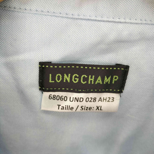 ロンシャン LONGCHAMP ロゴ 刺繍 ハーフボタン バンドカラー L/S シャツ メンズ import:XL