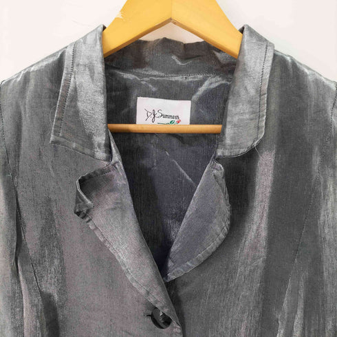 D.J. Summers メタリック シルバー シワ加工 ロングシャツ レディース