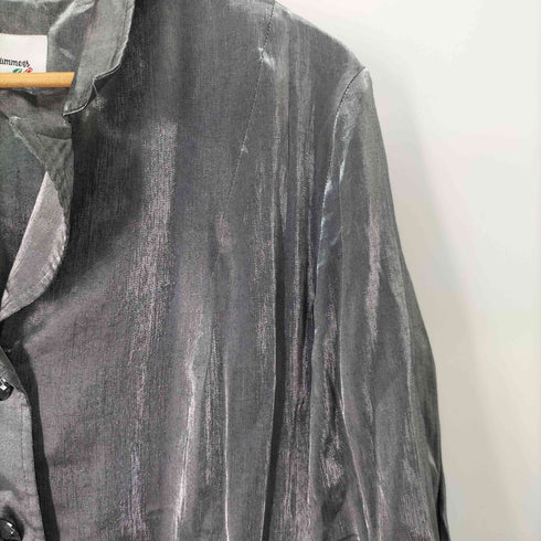 D.J. Summers メタリック シルバー シワ加工 ロングシャツ レディース