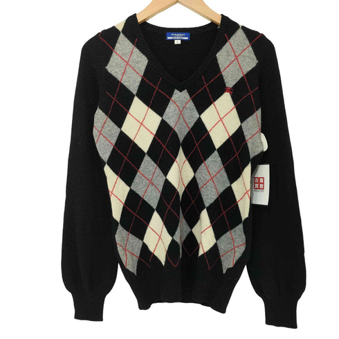 バーバリーブルーレーベル BURBERRY BLUE LABEL アーガイル Vネックカシミア混ニット レディース JPN:38