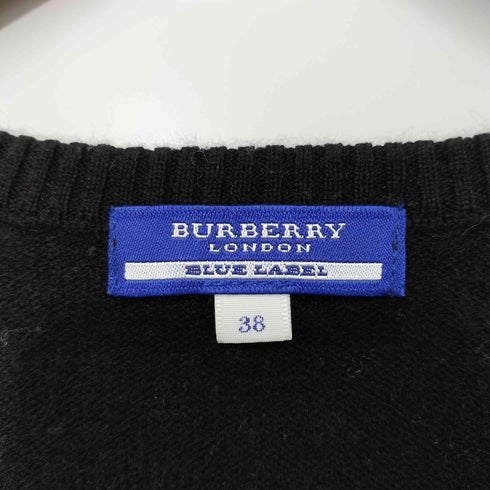 バーバリーブルーレーベル BURBERRY BLUE LABEL アーガイル Vネックカシミア混ニット レディース JPN:38