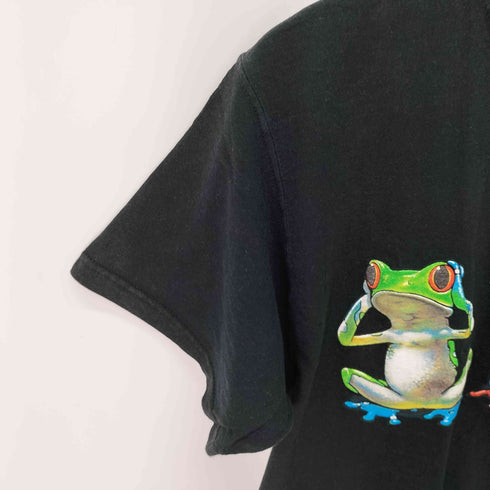 DOLPHIN SHIRTS COMPANY USA製 カエル 見ざる、聞かざる、言わざる アートプリントTシャツ メンズ JPN:M