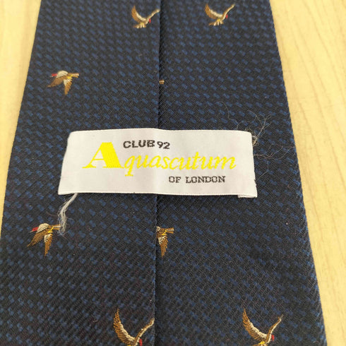 アクアスキュータム AQUASCUTUM 鳥柄シルクネクタイ メンズ