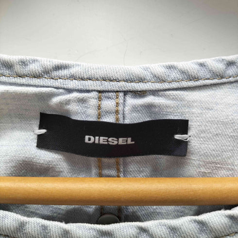 ディーゼル DIESEL サークル ポケット デニム シャンブレ ノーカラー シャツ ワンピース レディース