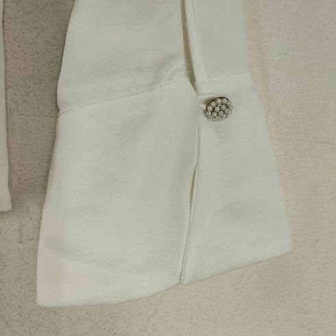 ザラ ZARA フロントリボンビジューボタンシャツ レディース M
