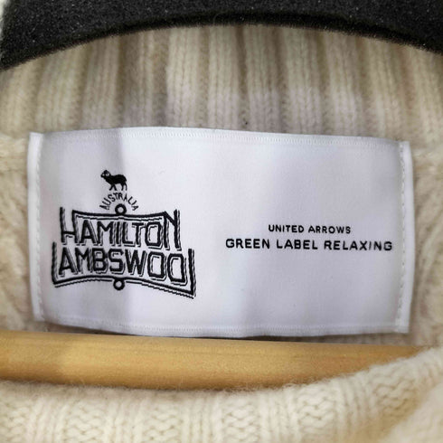 ユナイテッドアローズグリーンレーベルリラクシング UNITED ARROWS green label relaxing LAMBSWOOL アラン ハイネック プルオーバー ニット レディース