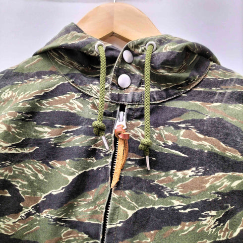 インターブリード INTERBREED タイガーストライプ カモ 迷彩柄 ジップアップ ミリタリー パーカー ジャケット メンズ import:XL