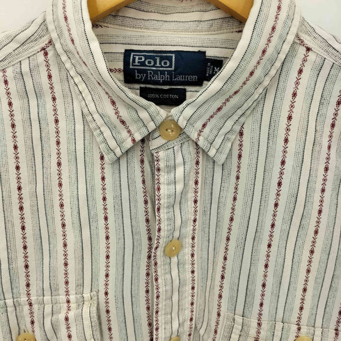 ポロバイラルフローレン Polo by RALPH LAUREN 総柄エスニックストライプ ガチャポケ レギュラーカラー長袖シャツ メンズ M