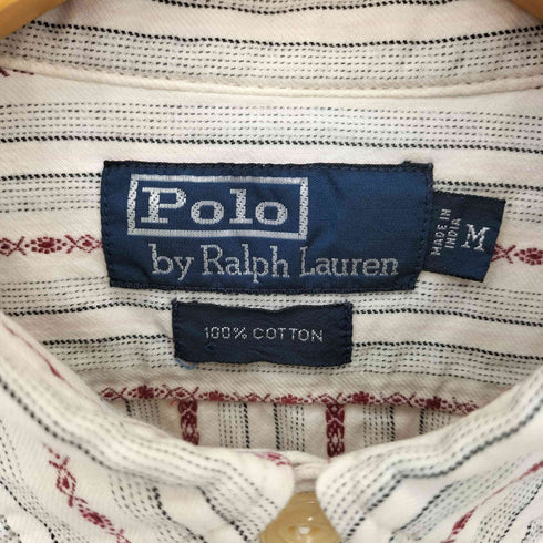 ポロバイラルフローレン Polo by RALPH LAUREN 総柄エスニックストライプ ガチャポケ レギュラーカラー長袖シャツ メンズ M