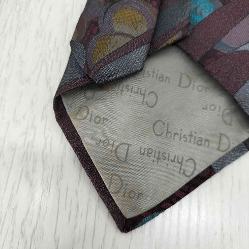 クリスチャンディオール Christian Dior USA製 シルク混 総柄ネクタイ メンズ