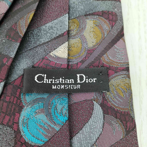 クリスチャンディオール Christian Dior USA製 シルク混 総柄ネクタイ メンズ