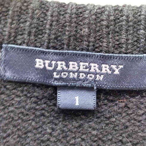 バーバリーロンドン BURBERRY LONDON カシミヤ混 フラワー レース 刺繍 ノーカラー ニット カーディガン レディース 1