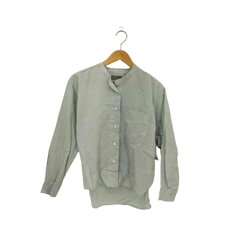 マーガレットハウエル MARGARET HOWELL SUPERFINE COTTON STRIPE スーパーファイン ノーカラー ストライプ長袖シャツ レディース 2