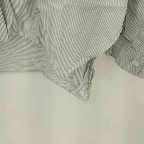 マーガレットハウエル MARGARET HOWELL SUPERFINE COTTON STRIPE スーパーファイン ノーカラー ストライプ長袖シャツ レディース 2