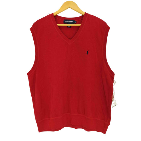 ポロゴルフラルフローレン POLO GOLF RALPH LAUREN USA製 ポニー刺繍 コットン Vネックベスト メンズ import:XL