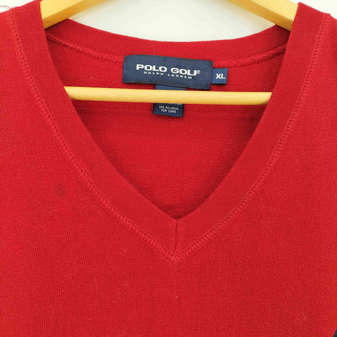 ポロゴルフラルフローレン POLO GOLF RALPH LAUREN USA製 ポニー刺繍 コットン Vネックベスト メンズ import:XL