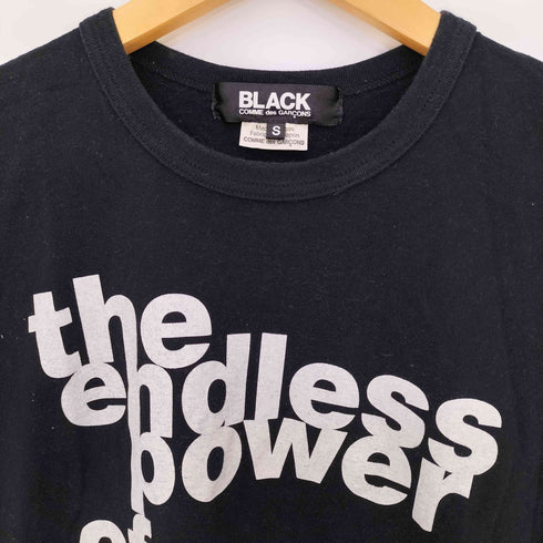 ブラックコムデギャルソン BLACK COMME des GARCONS 18ss the endless power of black プリント クルーネック半袖Tシャツ メンズ JPN:S
