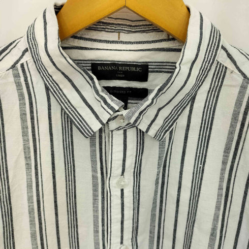バナナリパブリック BANANA REPUBLIC OVERSIZED FIT LINEN ストライプ リネンシャツ メンズ import:L