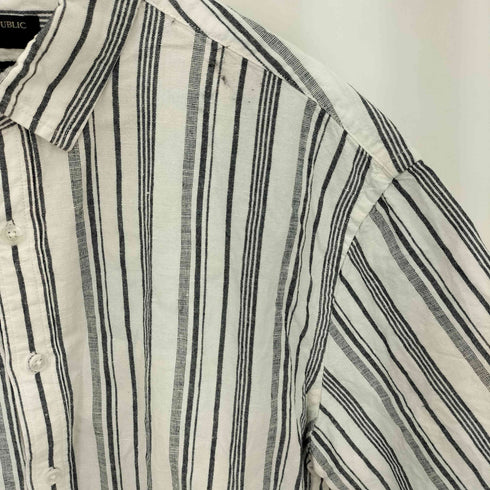 バナナリパブリック BANANA REPUBLIC OVERSIZED FIT LINEN ストライプ リネンシャツ メンズ import:L