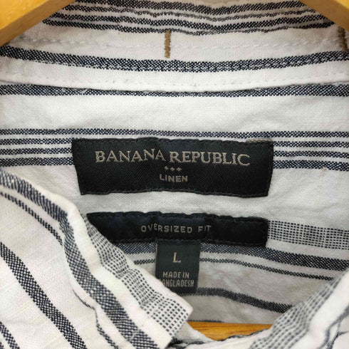 バナナリパブリック BANANA REPUBLIC OVERSIZED FIT LINEN ストライプ リネンシャツ メンズ import:L