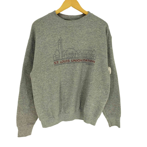 フルーツオブザルーム FRUIT OF THE LOOM 90S メキシコ製 駅 ステーション ドット プリント 裏起毛 スウェット トレーナー メンズ import:M