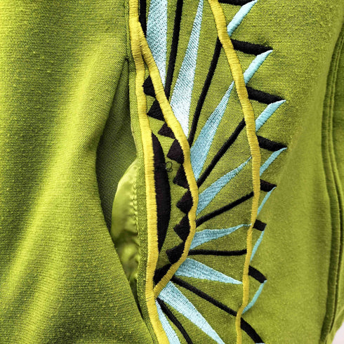 Bob mackie WEARABLE ART レーヨン混 刺繍 ジップアップ ポリ ジャケット ジャージ メンズ import:S
