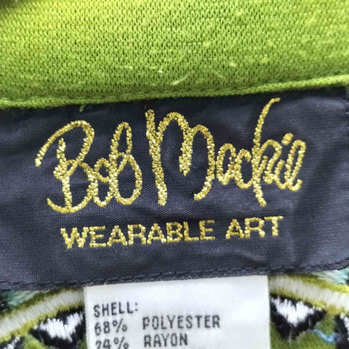 Bob mackie WEARABLE ART レーヨン混 刺繍 ジップアップ ポリ ジャケット ジャージ メンズ import:S