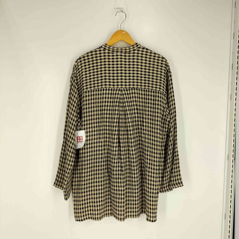 Stneet Wean USA製 レーヨンアセテート チェック バンドカラーシャツ メンズ import:M