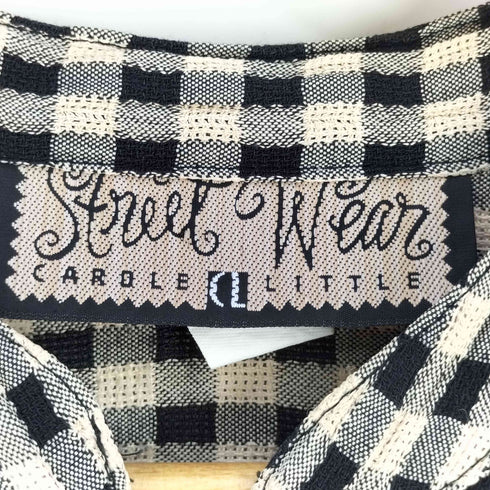 Stneet Wean USA製 レーヨンアセテート チェック バンドカラーシャツ メンズ import:M