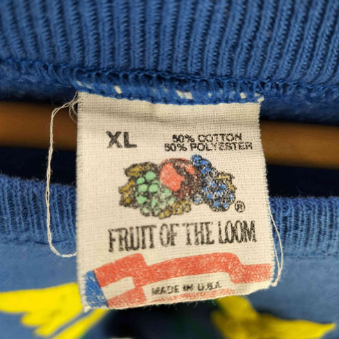 80S FRUIT OF THE LOOM ボディ USA製 水仙 フラワー プリント 裏起毛 ラグランスリーブ スウェット メンズ import:XL