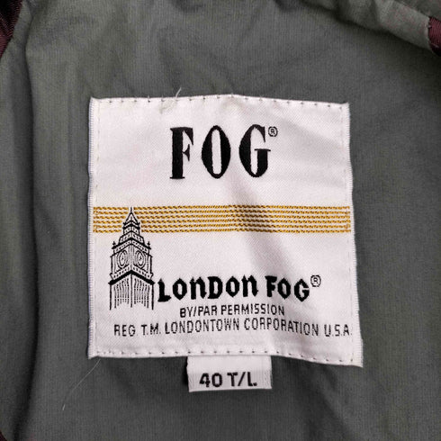 ロンドンフォグ LONDON FOG 90s カナダ製 裏地チェック エポレット ステンカラーコート メンズ 40 T/L