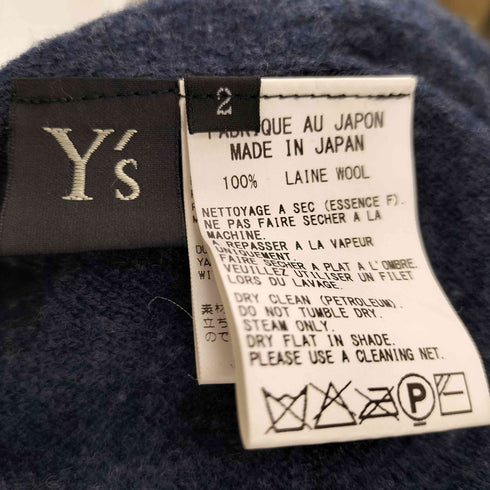 ワイズ Ys 10AW バイカラー ボタンレス ウール ニット カーディガン ロングリブ レディース JPN:2