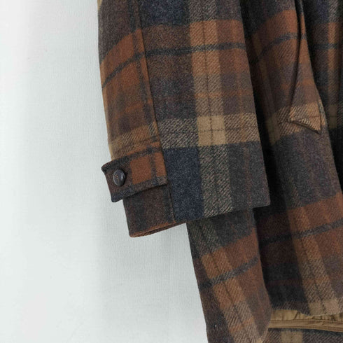 ペンドルトン PENDLETON 70S USA製 チェック くるみボタン ファー ウールコート メンズ