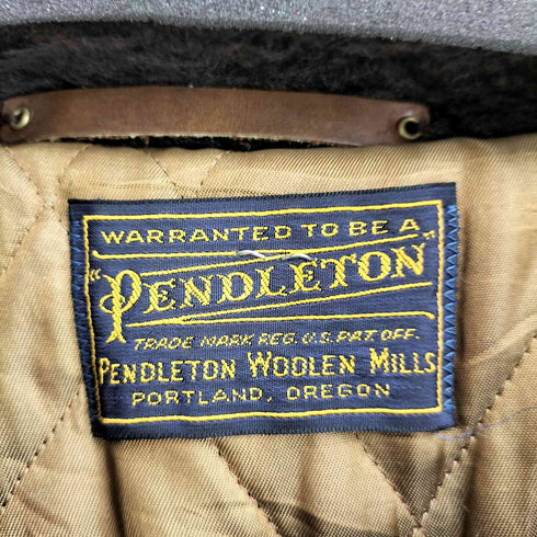 ペンドルトン PENDLETON 70S USA製 チェック くるみボタン ファー ウールコート メンズ