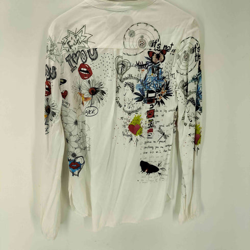 デシグアル Desigual 総柄 スキッパー シャツ ブラウス ハーフボタン プルオーバー レディース import:M