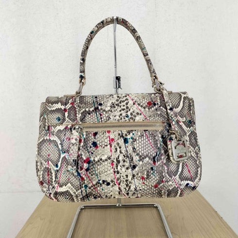 JACONO MADE IN ITALY パイソン柄カラーペイントデザインハンドバッグ Y2K レディース