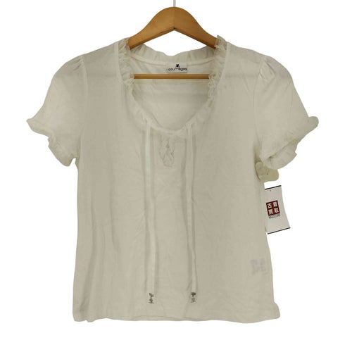 クレージュ courreges フリルネック チュール半袖カットソー レディース 40
